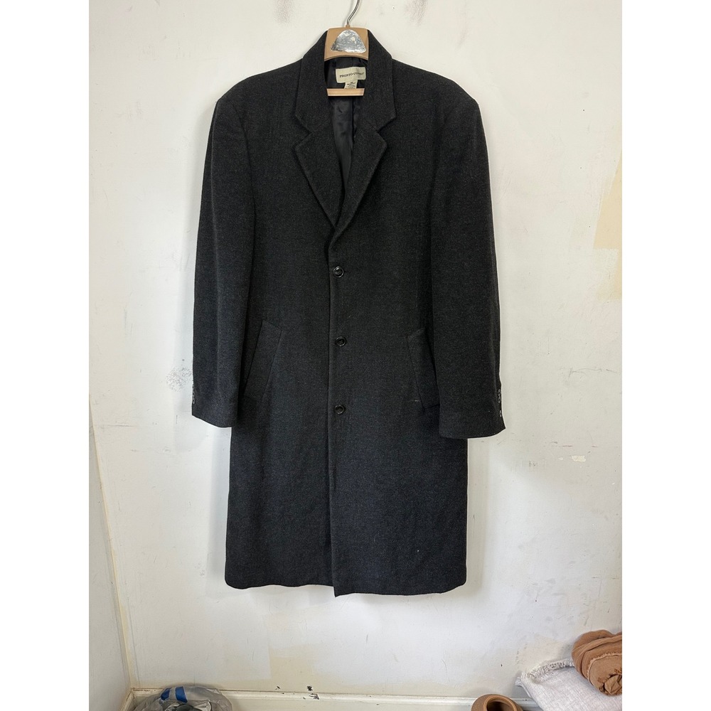 Pronto Uomo Mens Wool Cashmere Blend Overcoat Charcoal Gray Size 40 Regular